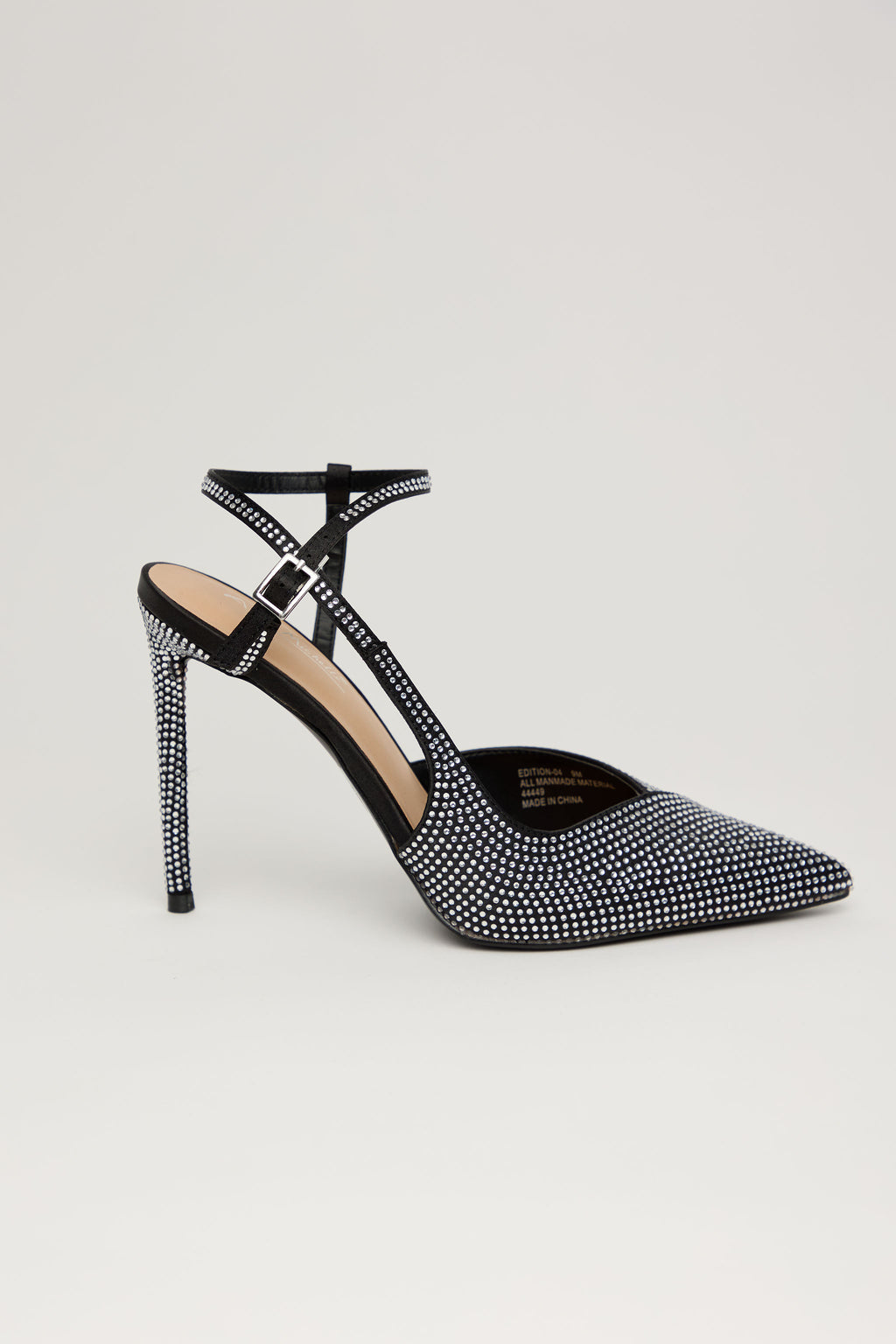 MIDNIGHT SPARK – Tacón Alto Negro con Pedrería