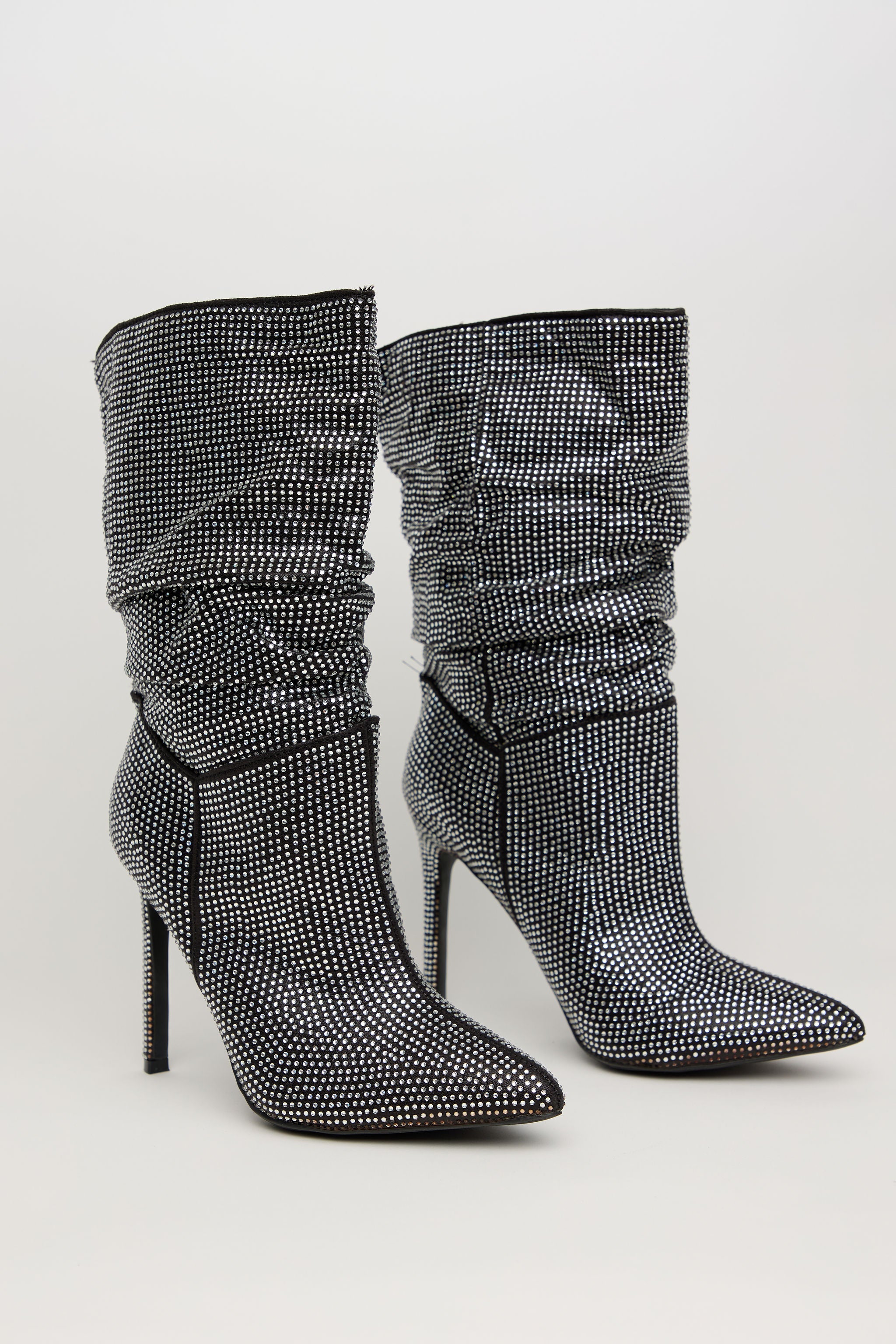 DIAMOND DRAMA – Bota Tacón Alto con Pedrería