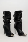 NOIR EDGE – Bota Tacón Alto con Punta Metálica